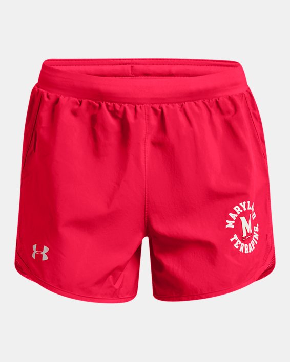 Women's UA Fly-By 2.0 Collegiate Sideline Shorts, Red, pdpMainDesktop image number 3